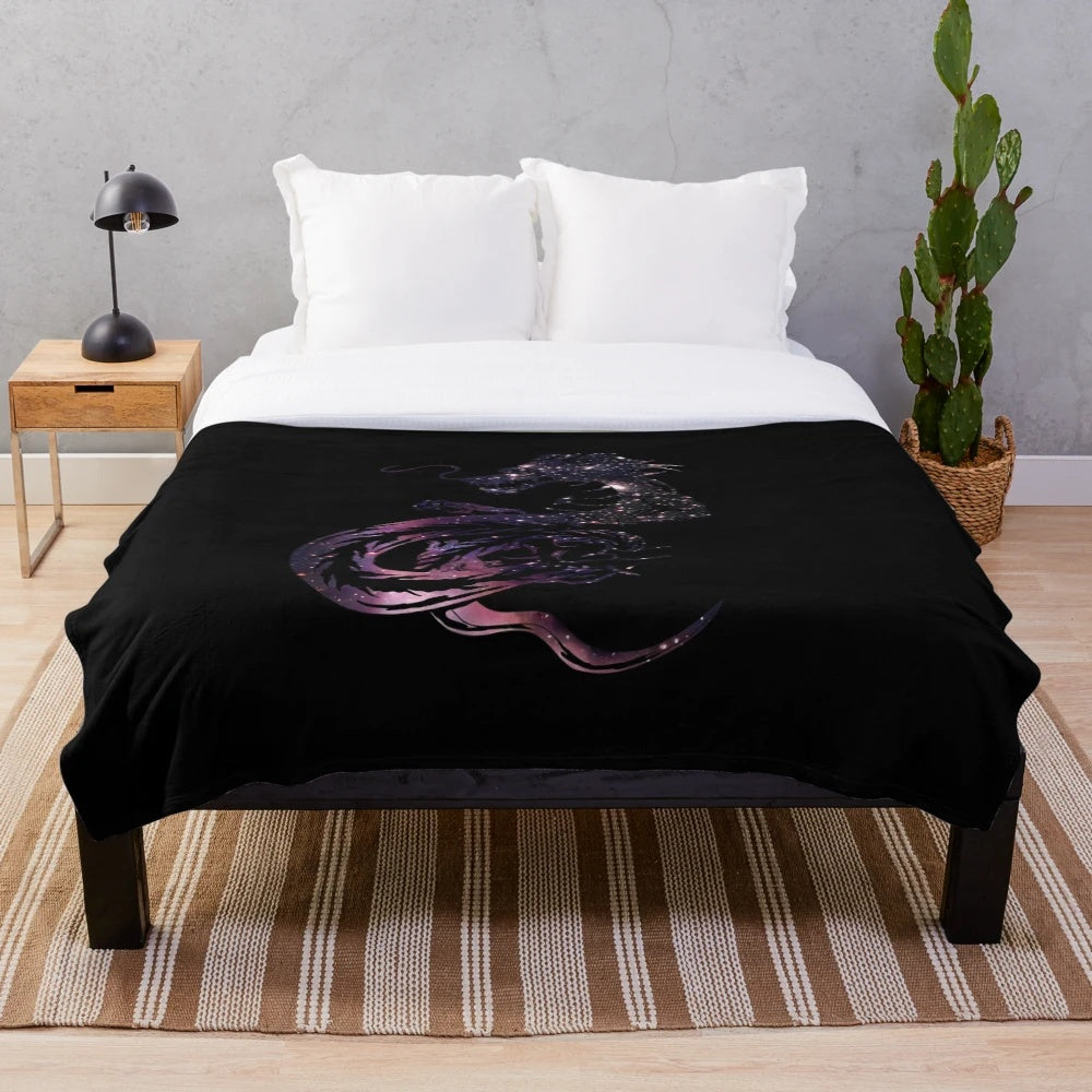 Cosmic Dragon Plush Blanket featuring a legendary mythical dragon