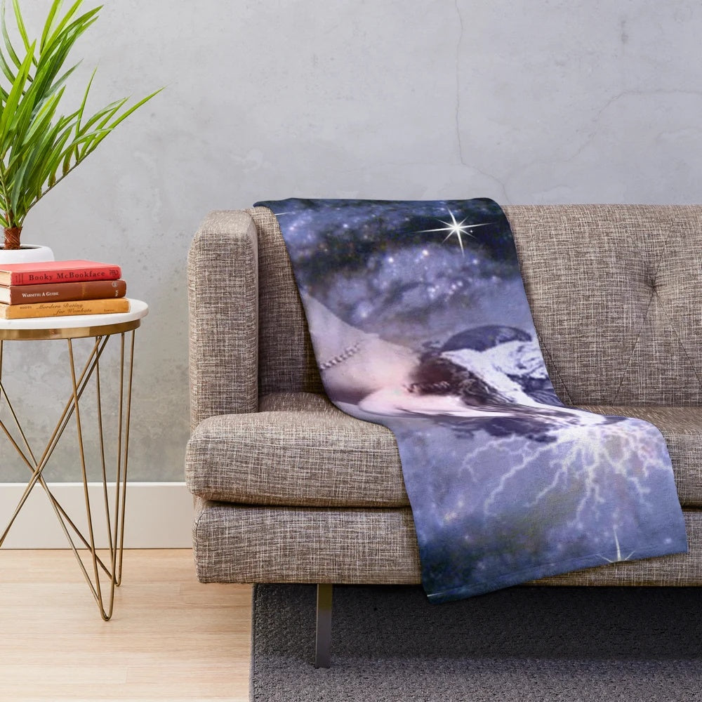 Space Dream Plush Blanket featuring a colorful galaxy design