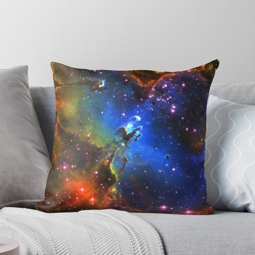 Decorative galaxy eagle pillow with a vibrant, cosmic print design