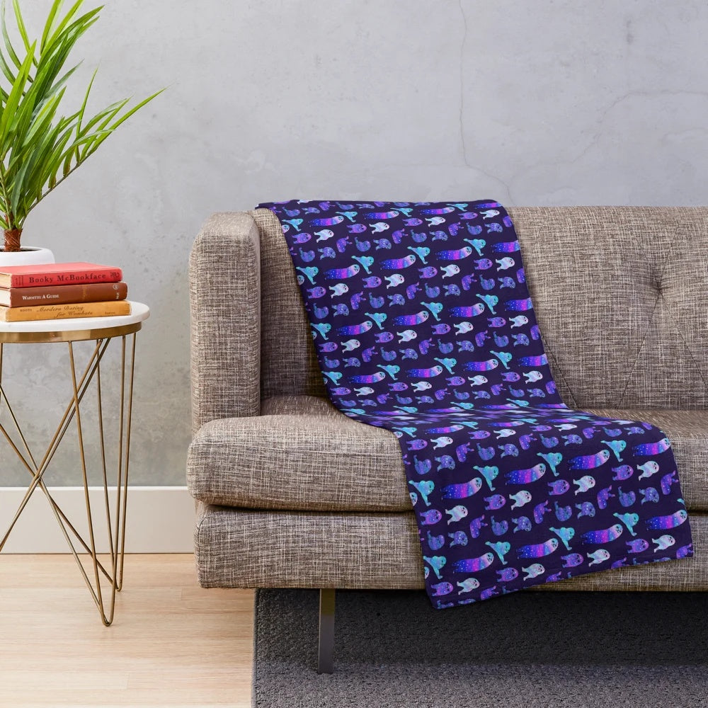 Galaxy Eggdog Plush Blanket featuring a cute and quirky eggdog design in a cosmic space theme