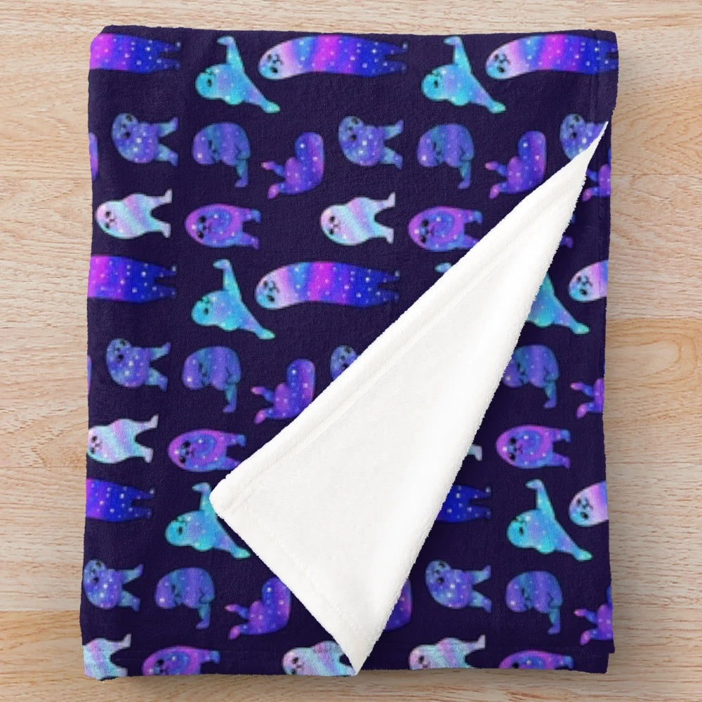 Galaxy Eggdog Plush Blanket featuring a cute and quirky eggdog design in a cosmic space theme