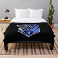 Cozy plush blanket with a starry d20 cat design, perfect for dnd and rpg fans