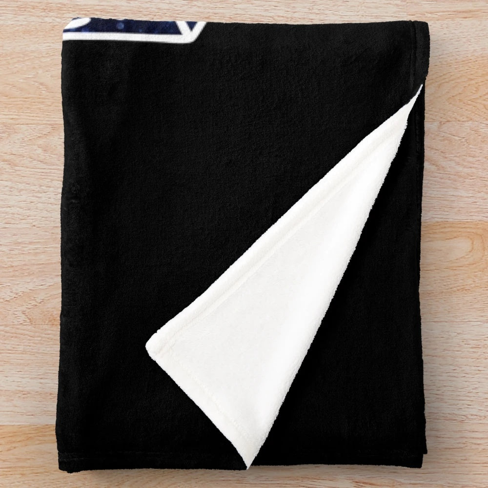 Cozy plush blanket with a starry d20 cat design, perfect for dnd and rpg fans