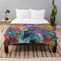 Intergalactic plush blanket with alien flower design