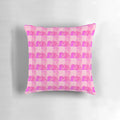Pink galaxy gingham pillow with cosmic stars and nebula pattern