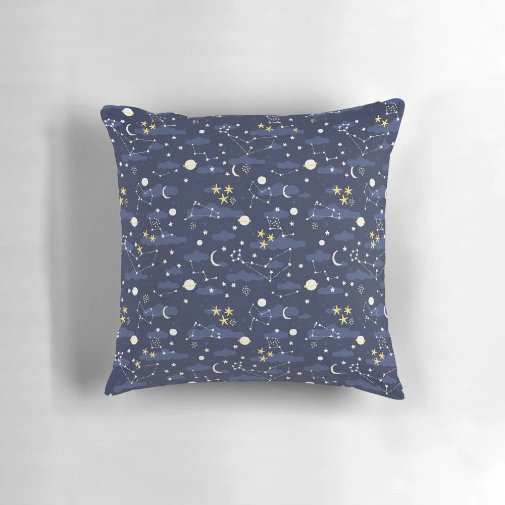 Cozy galaxy-themed pillow with a cosmic, starry design for astronomy lovers