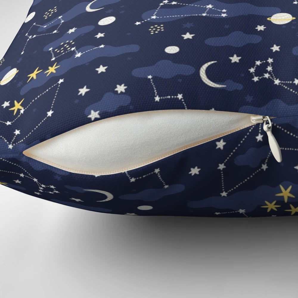 Cozy galaxy-themed pillow with a cosmic, starry design for astronomy lovers