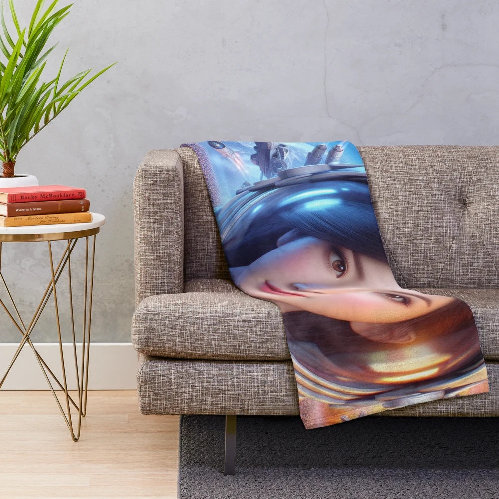 Cosmic galaxy plush blanket with space girl design