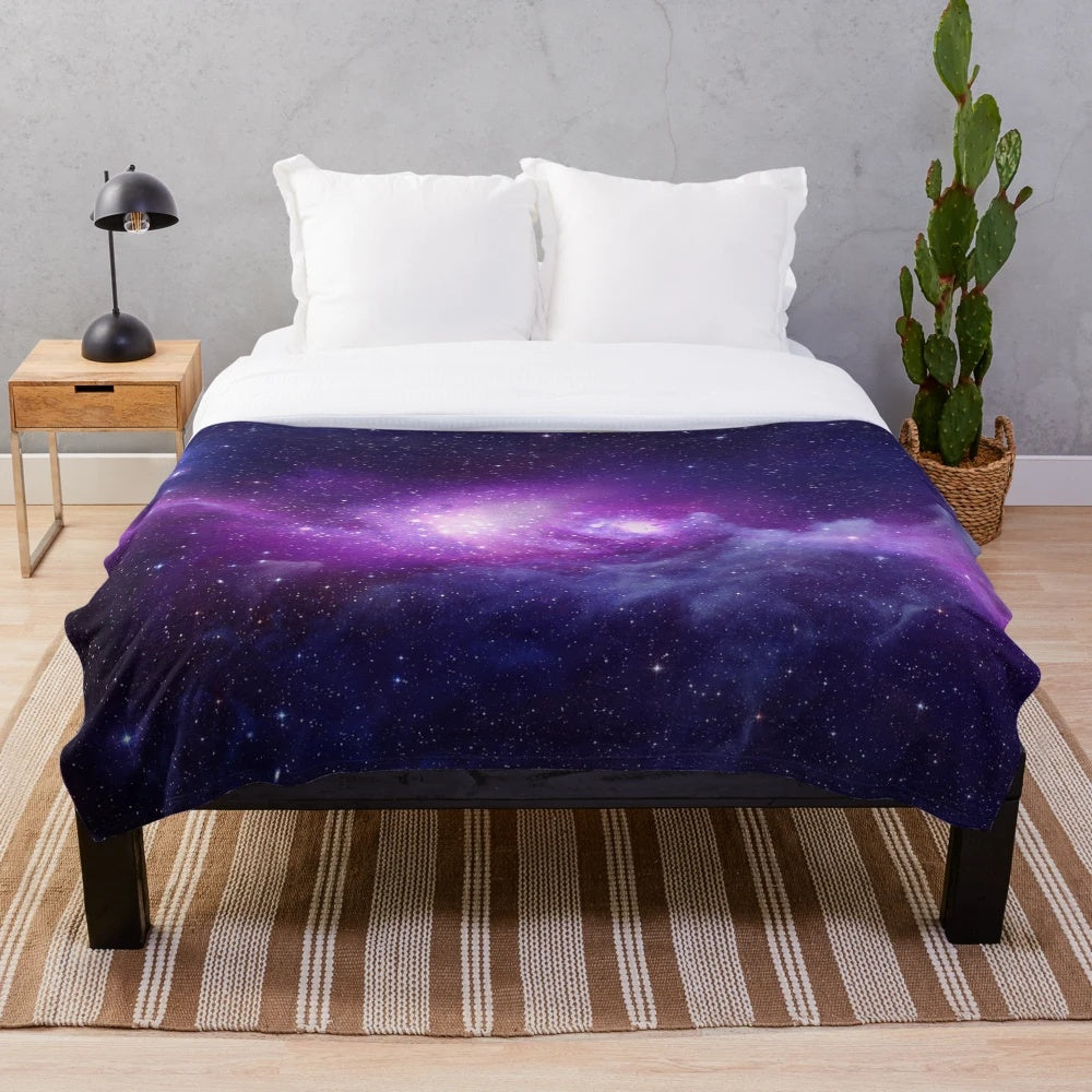 Plush galaxy-themed blanket with vibrant cosmic pattern