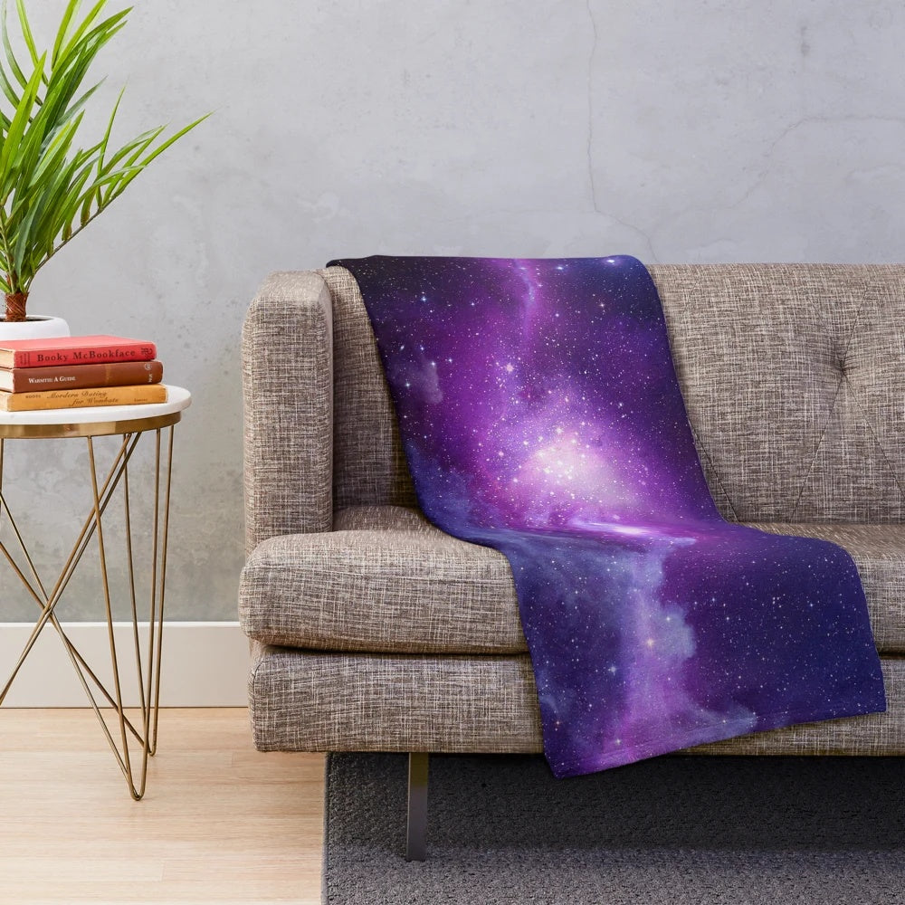 Plush galaxy-themed blanket with vibrant cosmic pattern