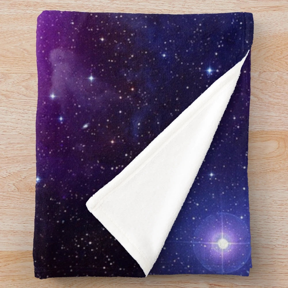 Plush galaxy-themed blanket with vibrant cosmic pattern