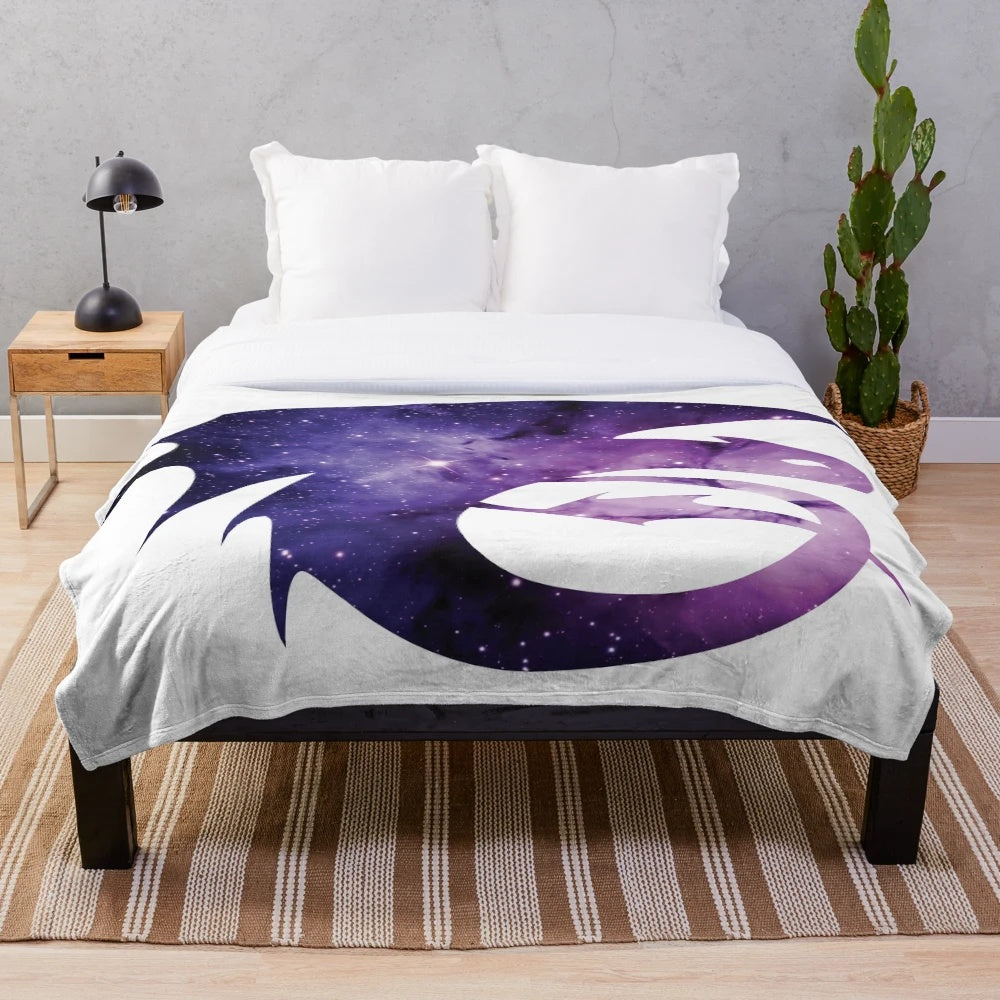 Galaxy-themed plush blanket with strike class dragon design