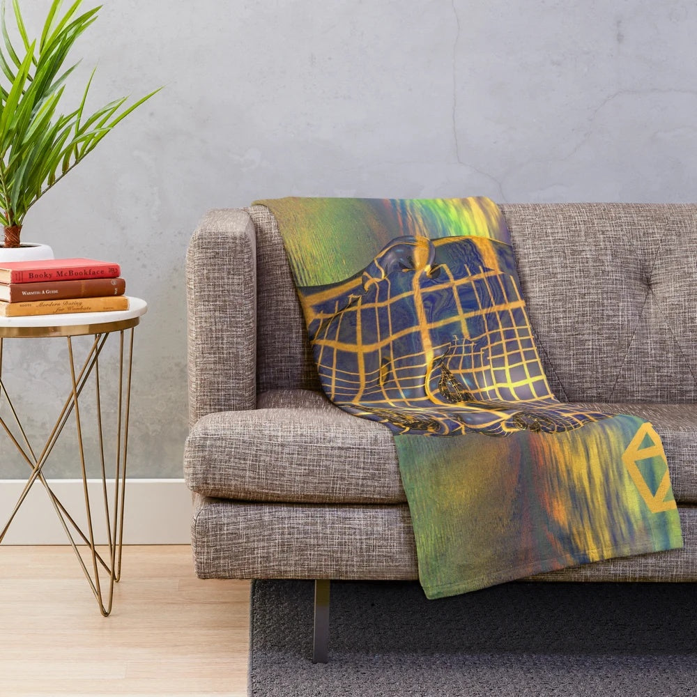 Cosmic galaxy plush blanket with trippy, psychedelic, and bohemian design