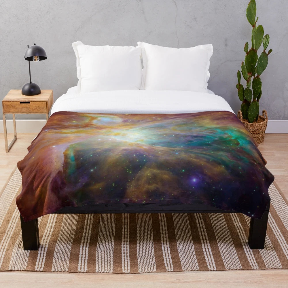 Cosmic galaxy rainbow pattern plush blanket