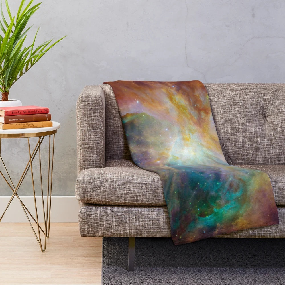 Cosmic galaxy rainbow pattern plush blanket