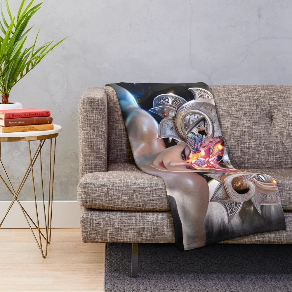 Cosmic Goddess Plush Blanket with Enchanting Celestial Design