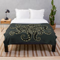 Cthulhu plush blanket with cosmic horror and steampunk design
