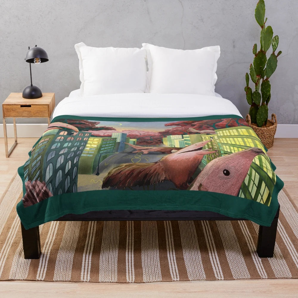 Plush blanket featuring a cosmic horror-inspired design with giant anteaters