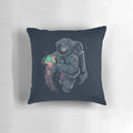 Jellyspace Pillow featuring a vibrant, neon design of jellyfish floating in a galactic, psychedelic space scene