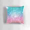 Vibrant mermaid-themed decorative pillow with galaxy-inspired sparkle stars in shimmering teal, lavender, and blue hues.