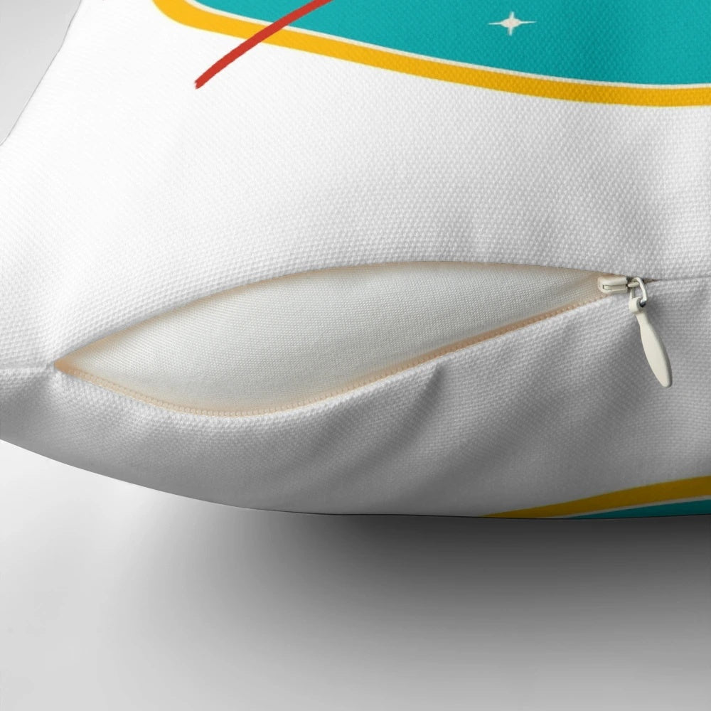 Vintage-inspired NASA retro pillow featuring a vibrant yellow and warm-toned galaxy design