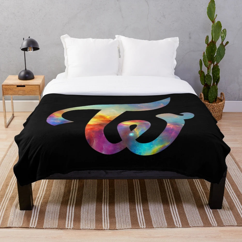 Soft and cozy plush blanket with a nebula-inspired cosmic design, perfect for K-pop fans