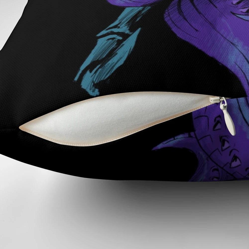 Colorful cosmic pillow featuring a space monster design with tentacles
