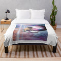 Space pug dog riding axolotl plush blanket