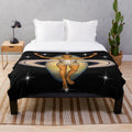 Colorful cosmic plush blanket with abstract galaxy and Saturn design