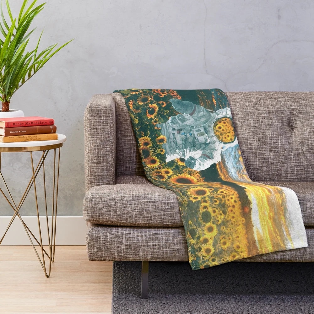 Cosmic plush blanket with space theme and astronaut art