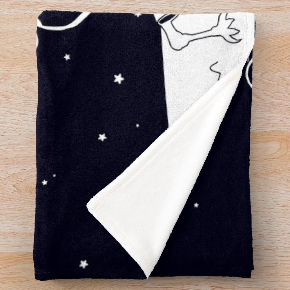 Plush blanket with cosmic space and pastel color vector art design inspired by Studio Ghibli's Howl's Moving Castle