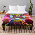 Cosmic tree plush blanket with psychedelic abstract design