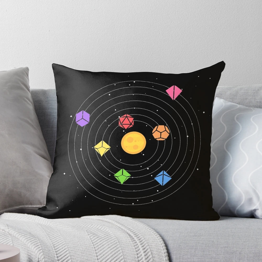 Solar System Polyhedral Dice Set - Nerdy Tabletop RPG Gamer Pillow