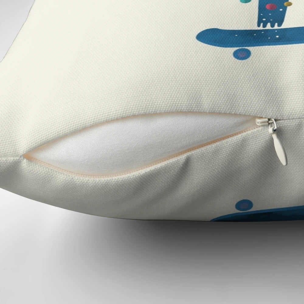 Skate-themed pillow with a space and galaxy design