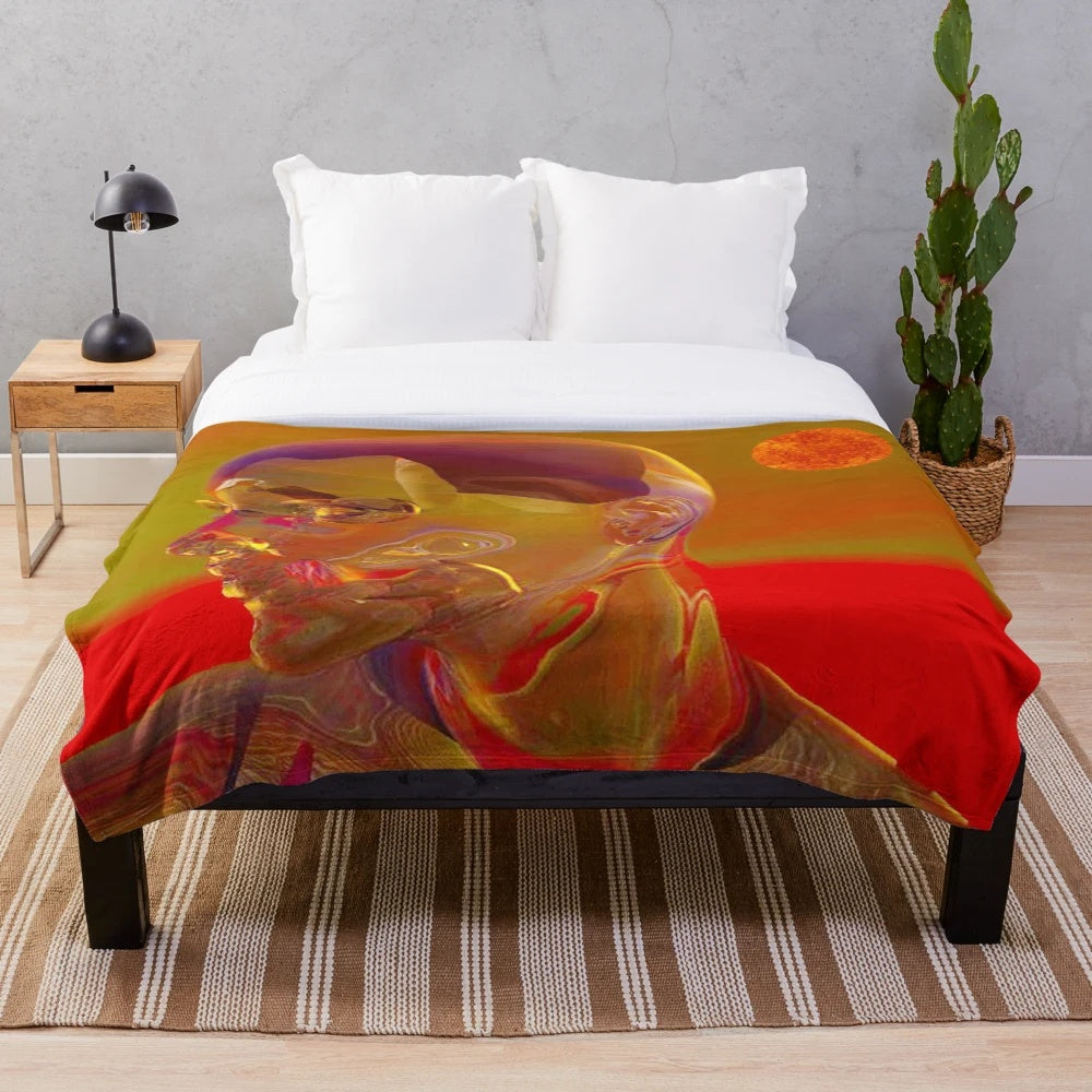 Solar Flare Plush Blanket with Vibrant Cosmic Design
