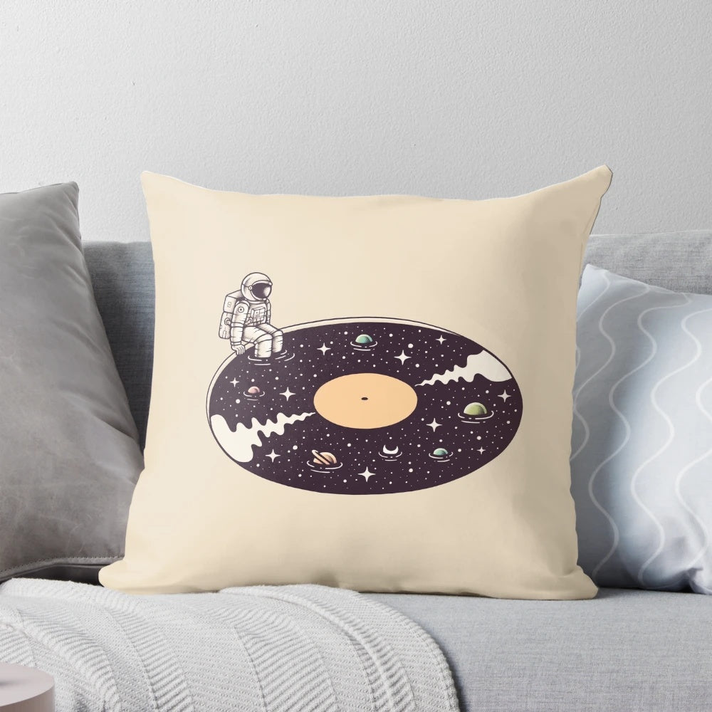 Cosmic Sound Pillow with surreal space-themed design