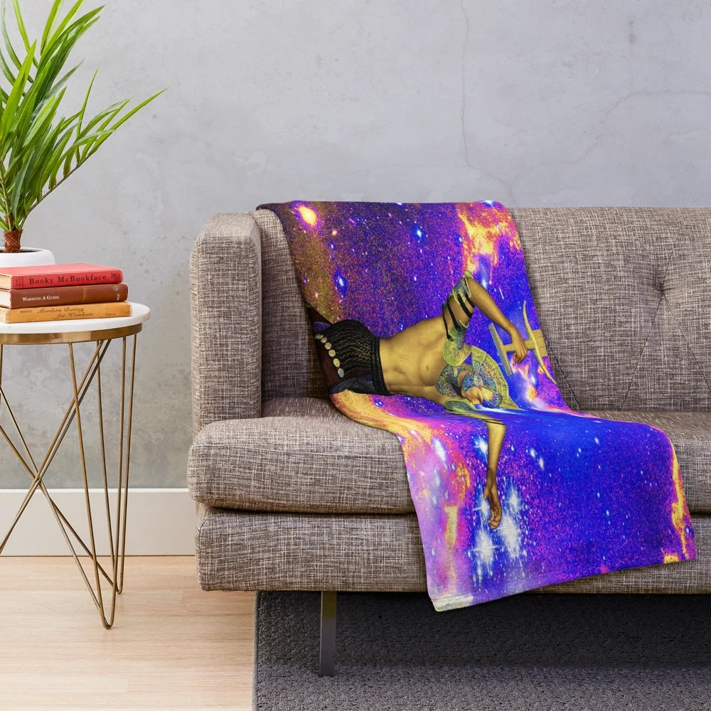 Cosmic Star Inspired Plush Blanket featuring a galaxy and celestial design