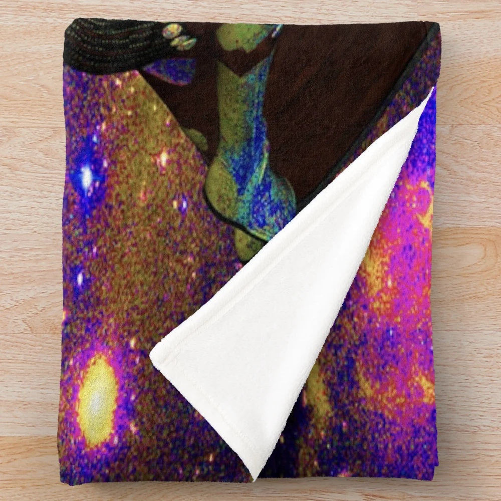 Cosmic Star Inspired Plush Blanket featuring a galaxy and celestial design