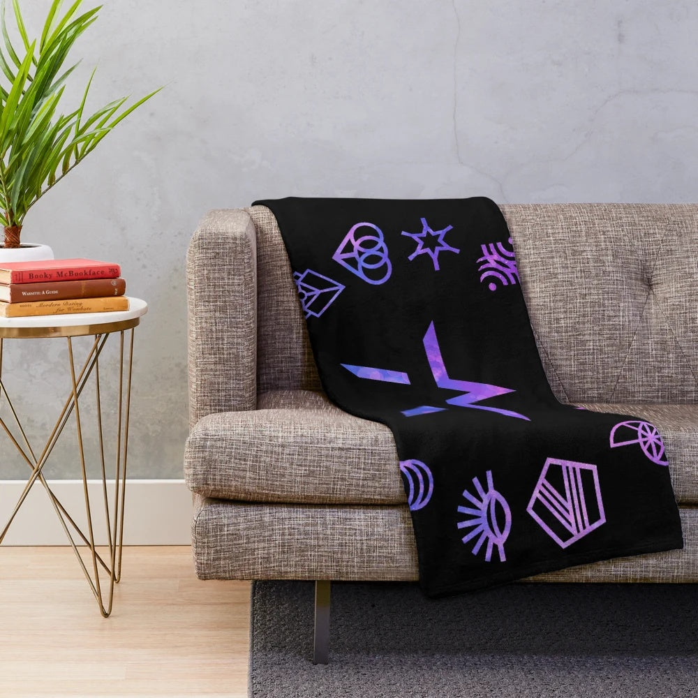 Starset Divisions Plush Blanket featuring the band's iconic logo and cosmic design