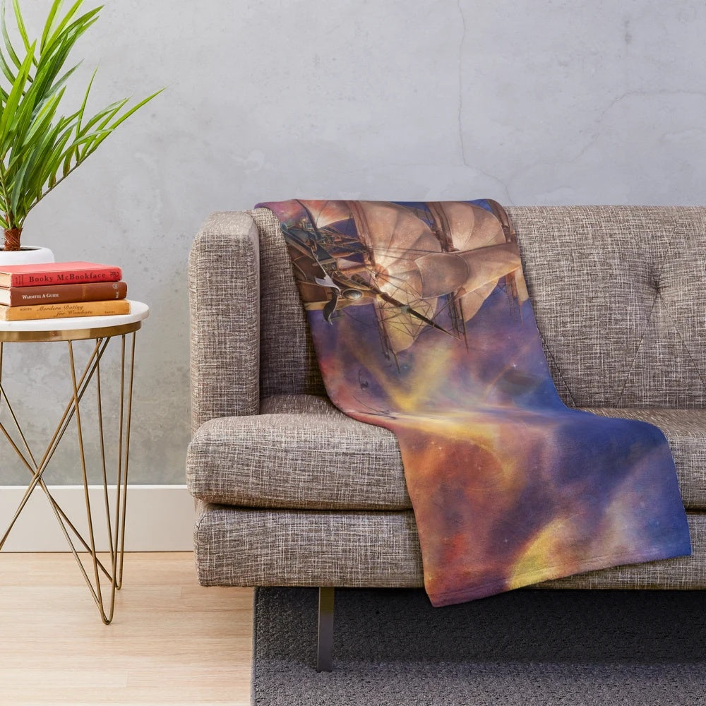Treasure Planet inspired plush blanket with cosmic, space, and celestial motifs