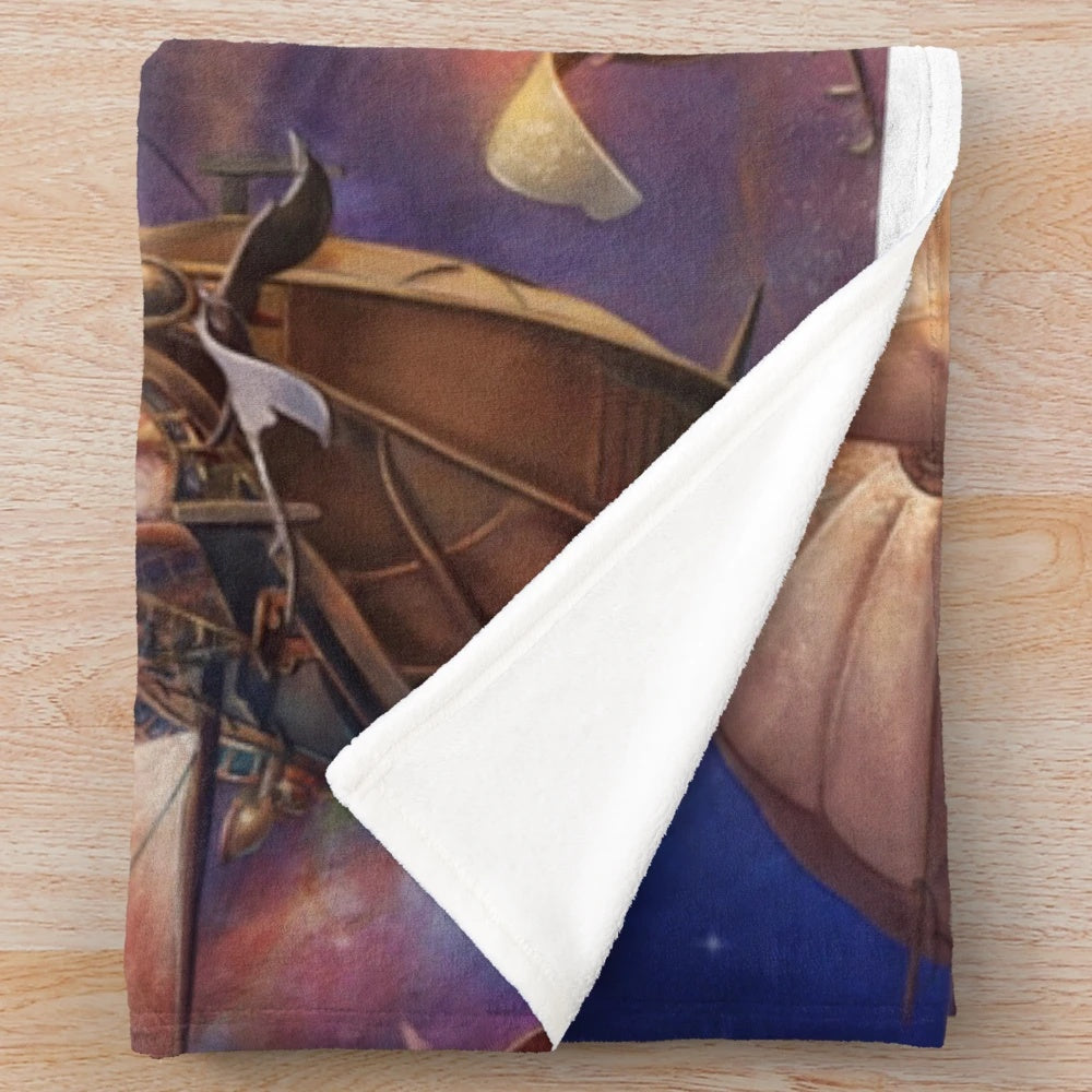 Treasure Planet inspired plush blanket with cosmic, space, and celestial motifs