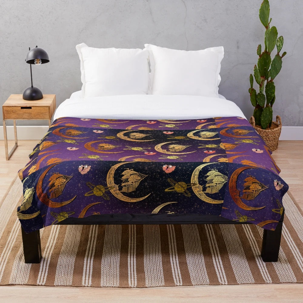 Treasured Planets Plush Blanket with cosmic galaxy design