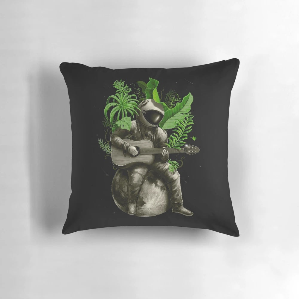 Astropical Strum Pillow with cosmic, tropical, and space-themed design