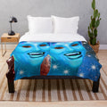 Colorful space vampires plush blanket featuring abstract patterns and vintage-inspired elements