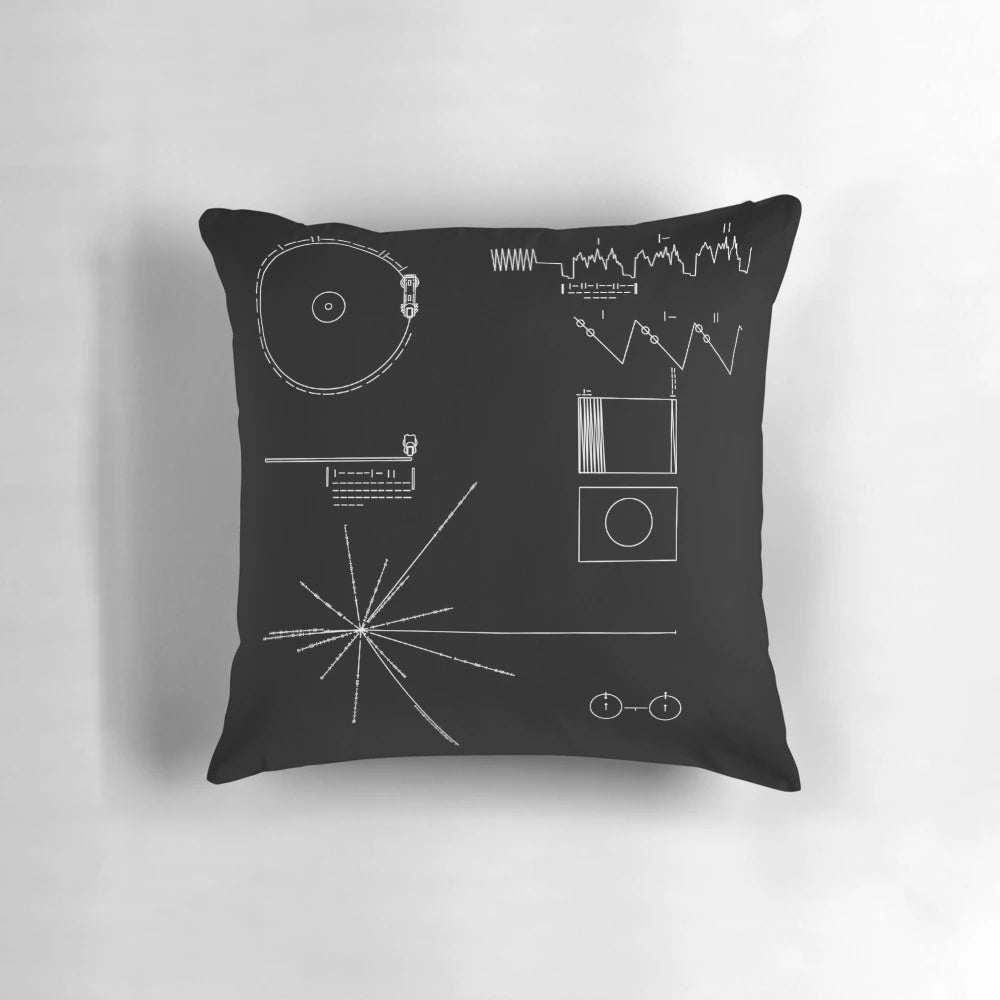 Voyager Golden Record Pillow with abstract space design