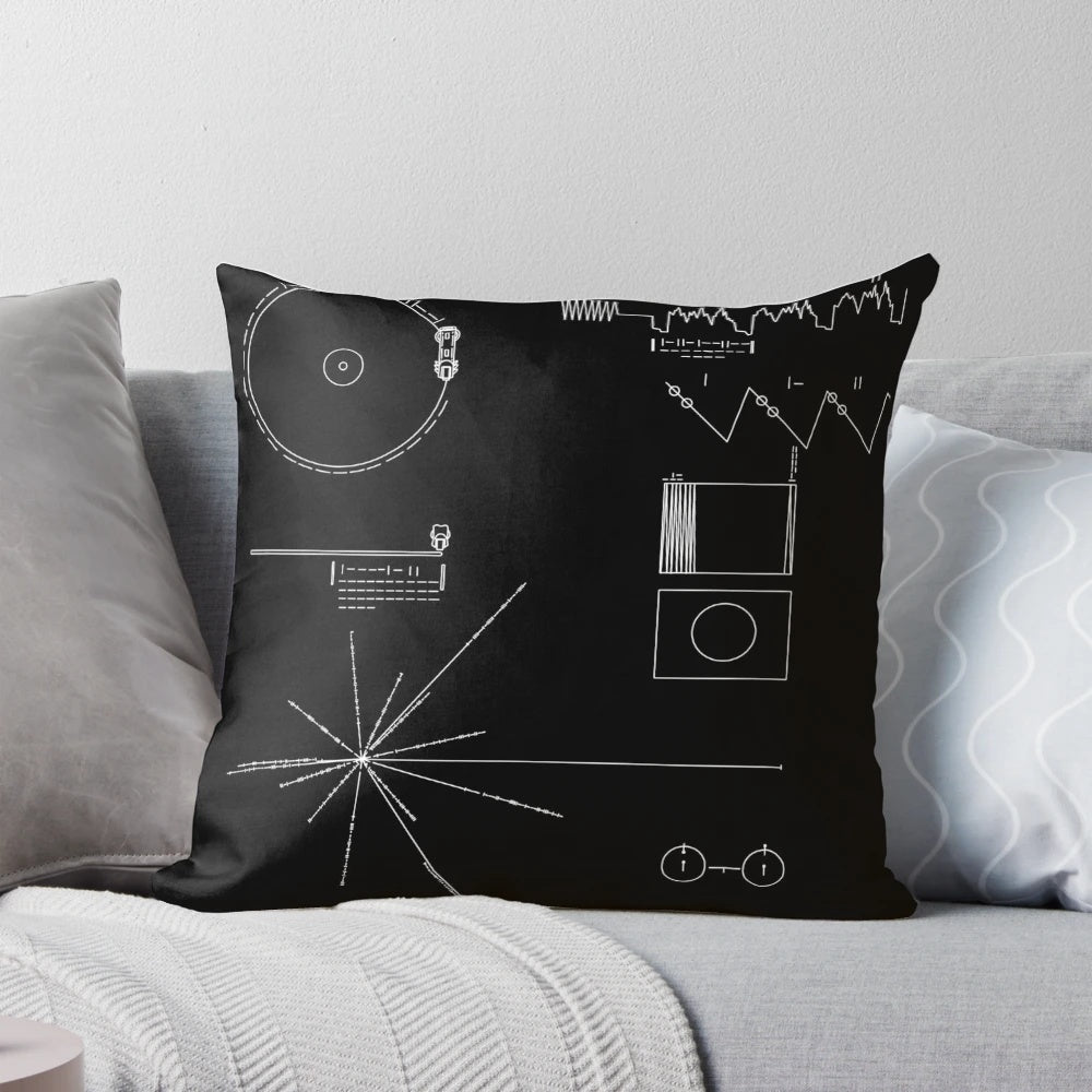 Voyager Golden Record Pillow with abstract space design