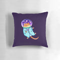Cosmonaut cat galaxy pillow with a cute space kitten design