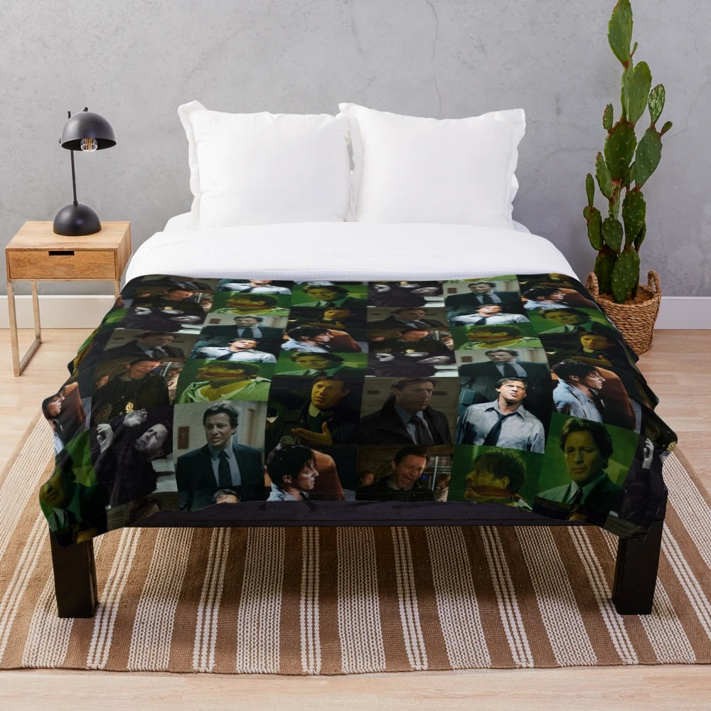 Costas Mandylor as Detective Mark Hoffman from the Saw horror movie franchise depicted on a plush blanket