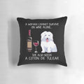 Coton de Tulear dog and wine-themed decorative pillow