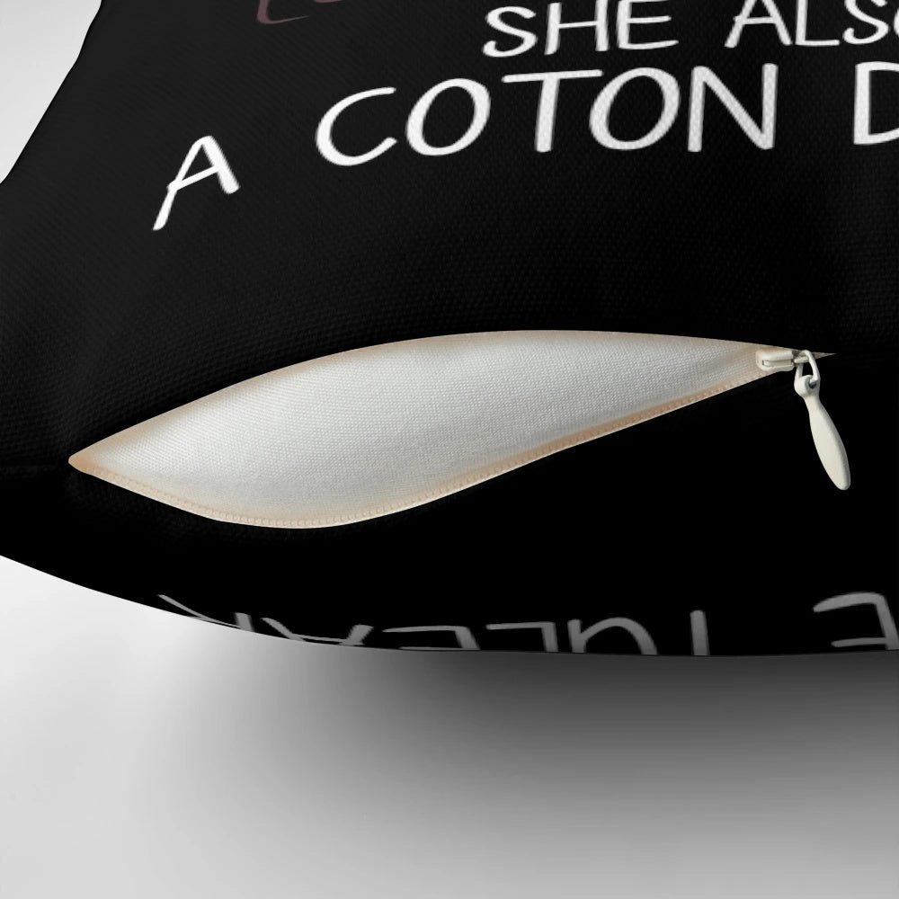 Coton de Tulear dog and wine-themed decorative pillow